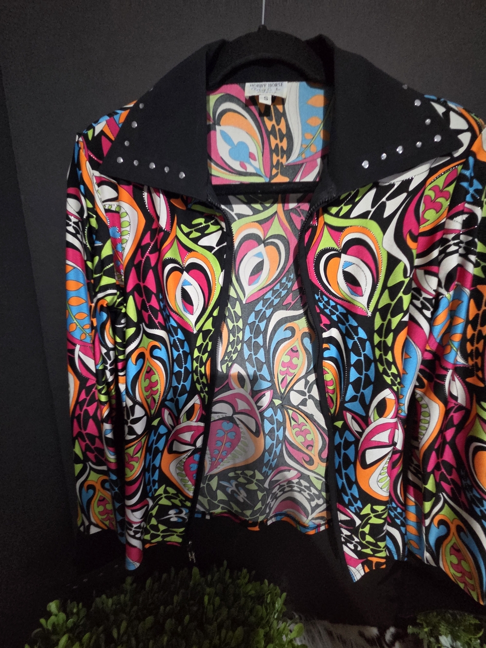 VTG Esquestian Western Show Stud-Trim Multicolor Pattern Jacket - Women, Size S - Picture 8 of 16